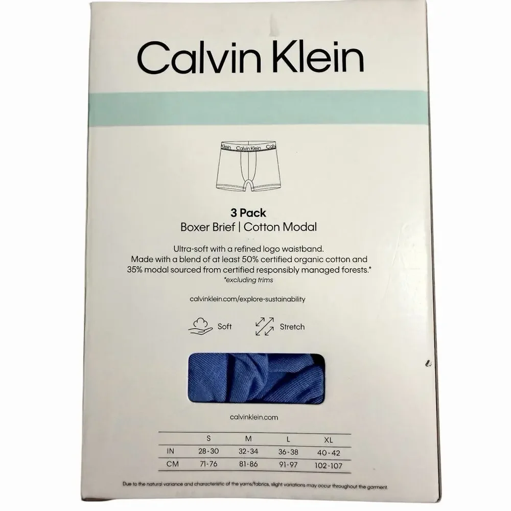 Calvin Klein Pack of 3 Boxer Briefs Size Medium Logo Waistband NEW MSRP $47